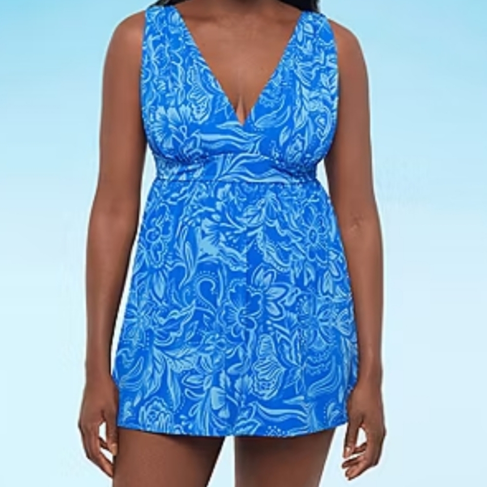 Sonnet Shores Kiss My Tulips Blue Swim Dress Size 6